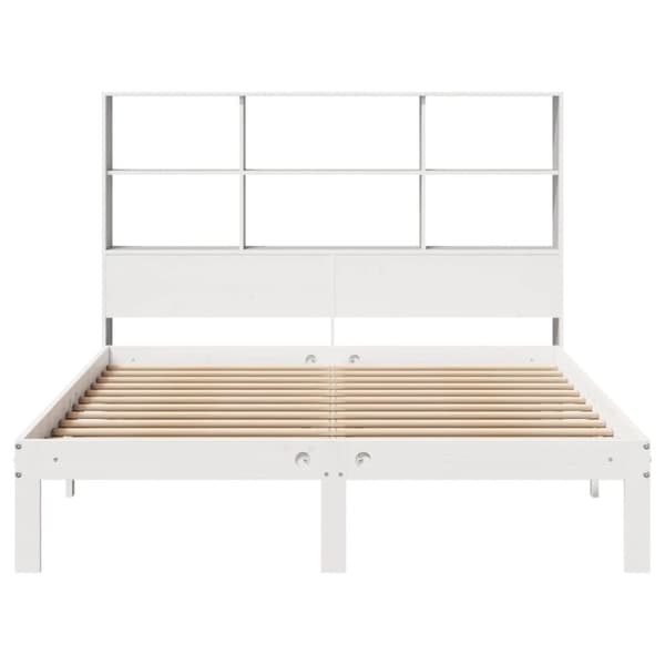 vidaXL Seng med bokhylle uten madrass hvit 140x200 cm heltre furu
