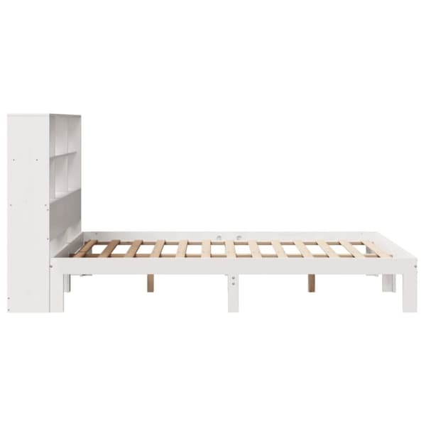 vidaXL Seng med bokhylle uten madrass hvit 140x200 cm heltre furu
