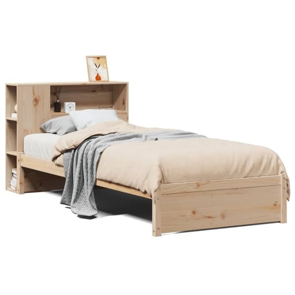 vidaXL Sänky kirjahyllyllä ilman patjaa 75x190 cm täysi mänty