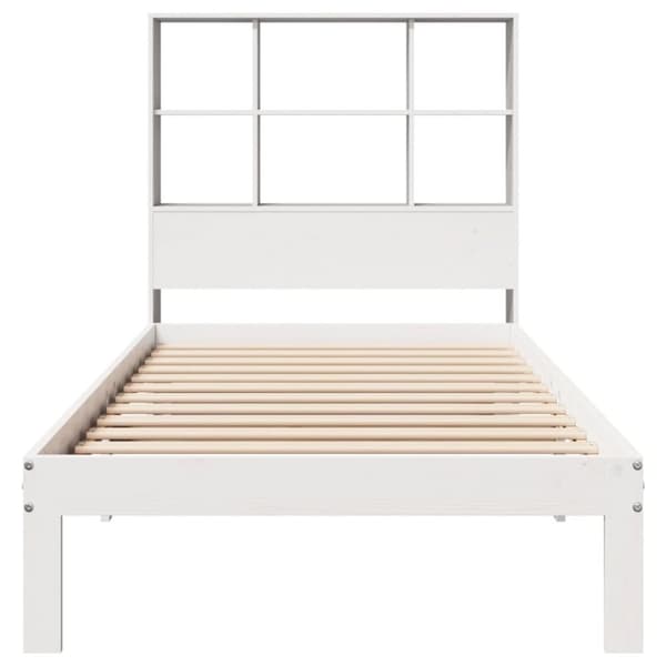 vidaXL Sänky kirjahyllyllä ei patjaa valkoinen 90x200 cm täysi mänty