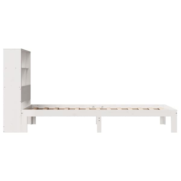 vidaXL Sänky kirjahyllyllä ei patjaa valkoinen 90x200 cm täysi mänty