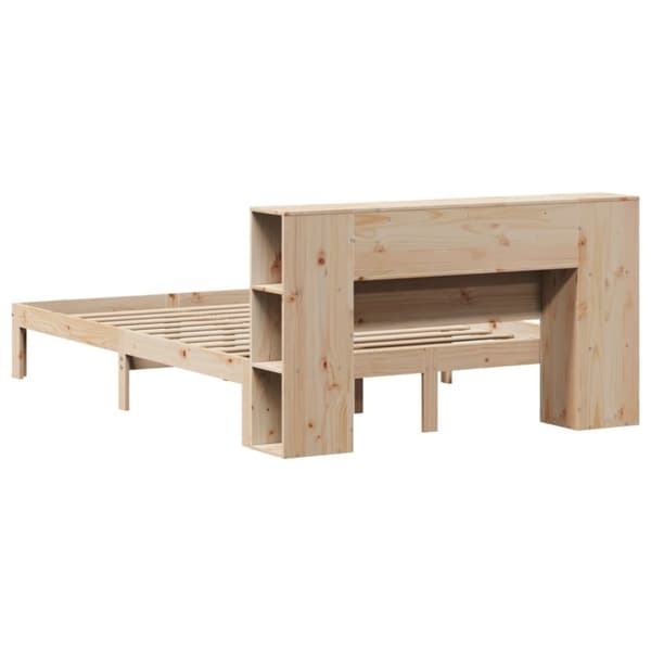 vidaXL Seng med bokhylle uten madrass 120x200 cm heltre furu