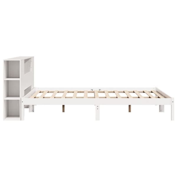 vidaXL Seng med bokhylle uten madrass hvit 180x200 cm heltre furu