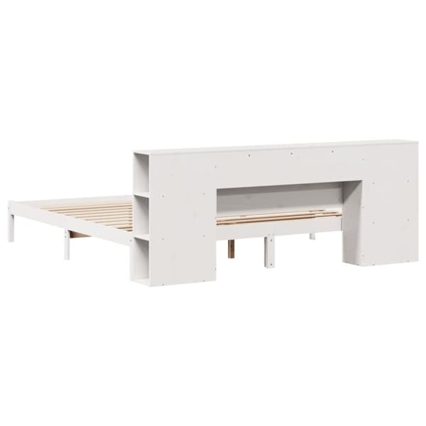 vidaXL Seng med bokhylle uten madrass hvit 180x200 cm heltre furu