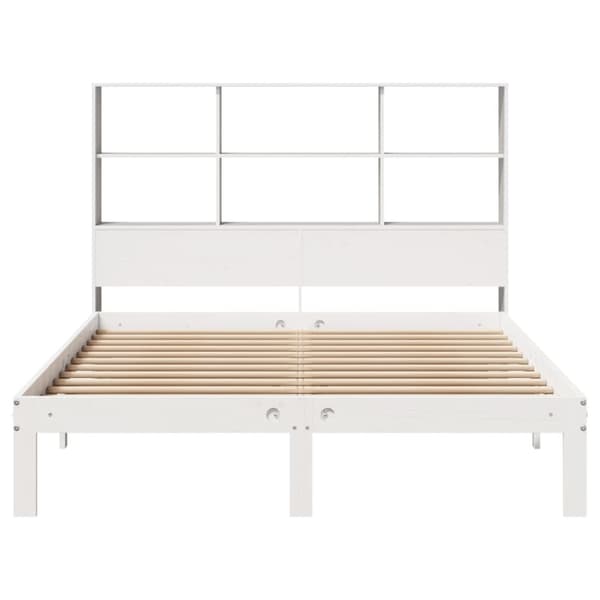 vidaXL Seng med bokhylle uten madrass hvit 120x190 cm heltre furu