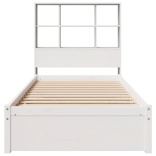 vidaXL Seng med bokhylle uten madrass hvit 90x200 cm heltre furu