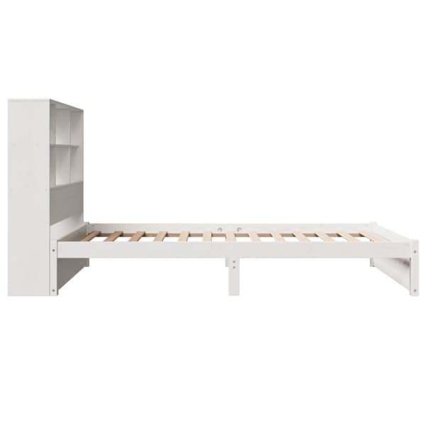 vidaXL Seng med bokhylle uten madrass hvit 90x200 cm heltre furu
