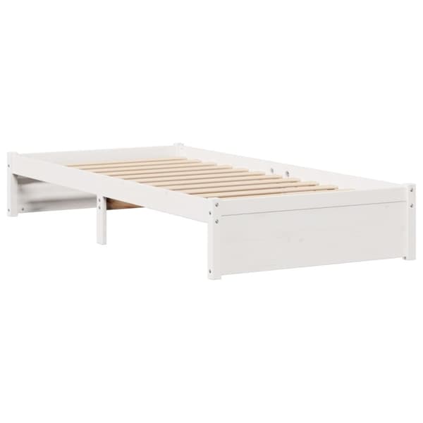 vidaXL Seng med bokhylle uten madrass hvit 90x200 cm heltre furu