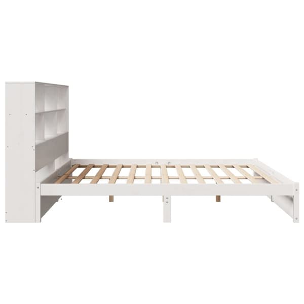 vidaXL Seng med bokhylle uten madrass hvit 200x200 cm heltre furu