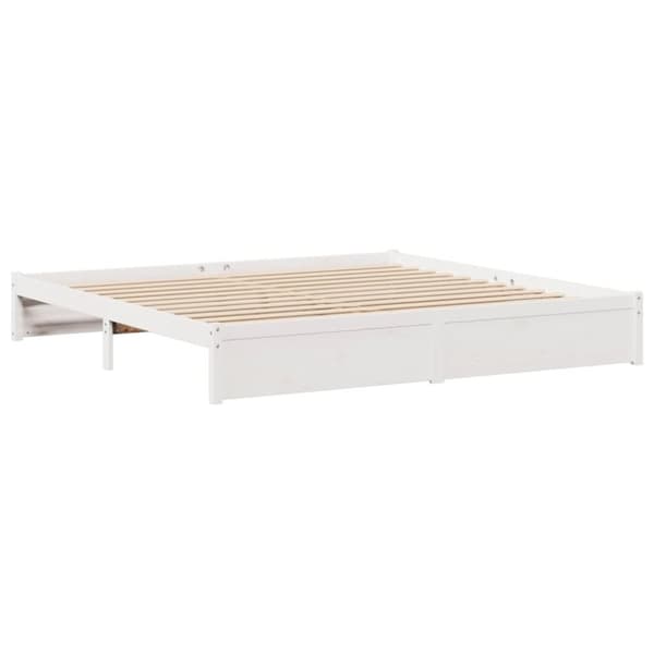 vidaXL Seng med bokhylle uten madrass hvit 200x200 cm heltre furu