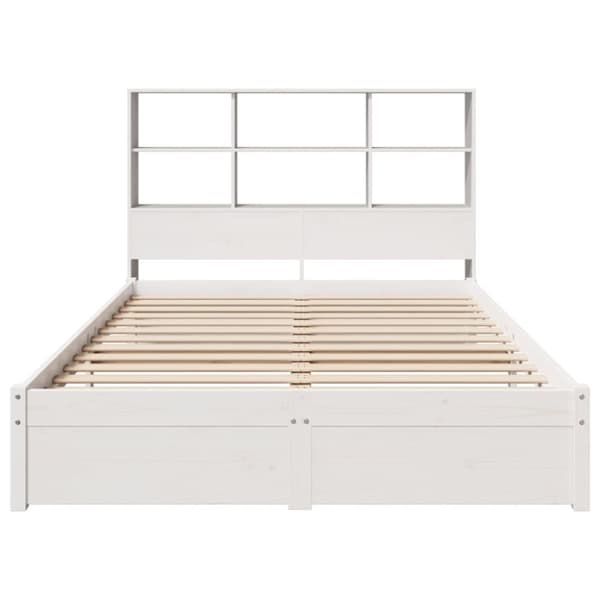 vidaXL Seng med bokhylle uten madrass hvit 140x190 cm heltre furu