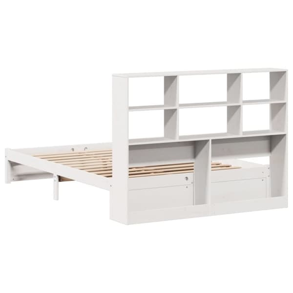 vidaXL Seng med bokhylle uten madrass hvit 140x190 cm heltre furu