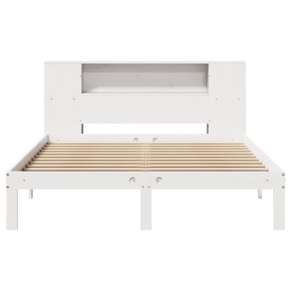 vidaXL seng med reol uden madras 150x200 cm massivt fyrretræ hvid