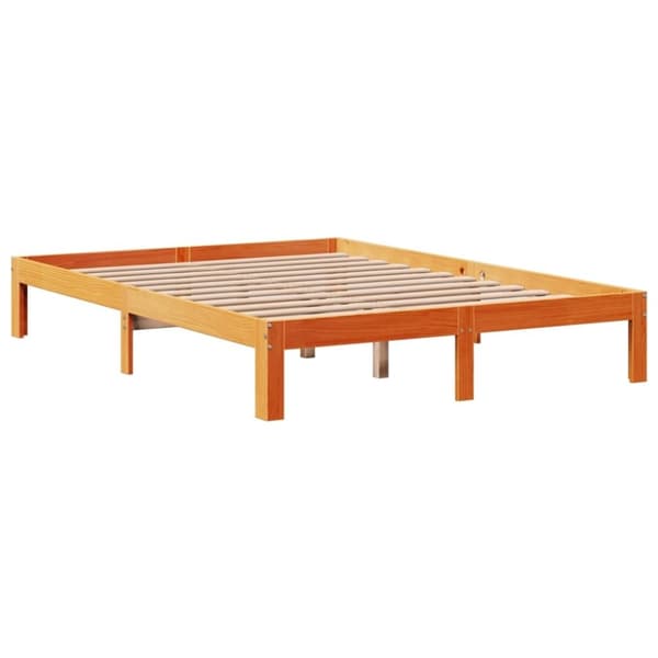 vidaXL Sänky/kirjahylly ei patjaa vahanruskea 120x200 cm täysi mänty