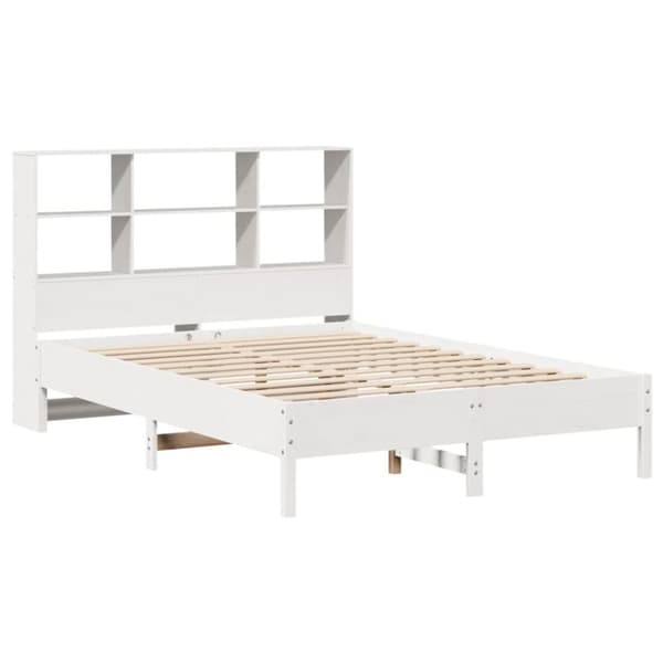 vidaXL seng med reol uden madras 160x200 cm massivt fyrretræ hvid
