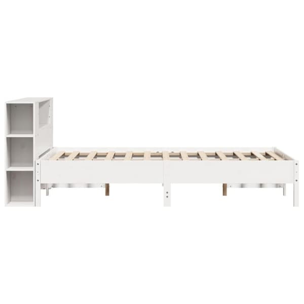 vidaXL seng med reol uden madras 150x200 cm massivt fyrretræ hvid