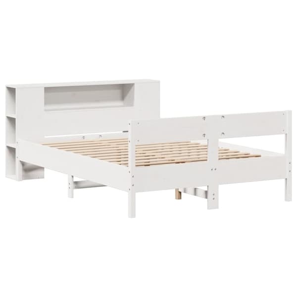 vidaXL Sänky kirjahyllyllä ei patjaa valkoinen 150x200 cm täysi mänty