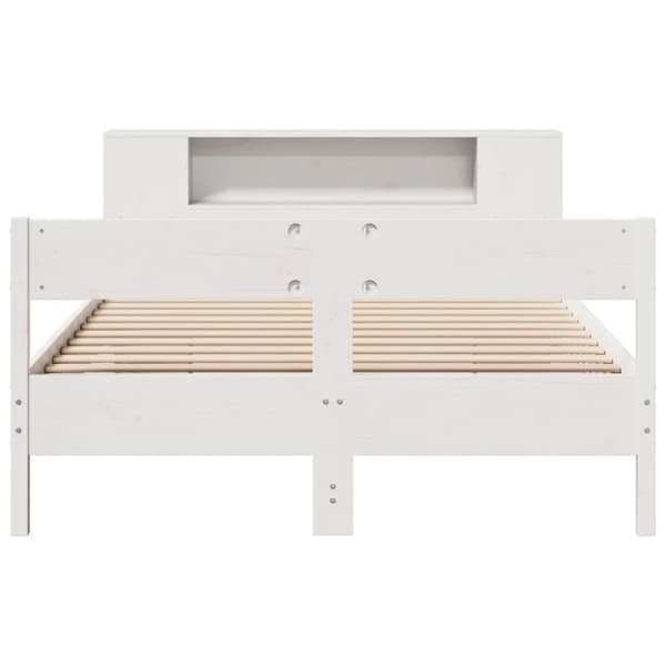 vidaXL Seng med bokhylle uten madrass hvit 140x190 cm heltre furu