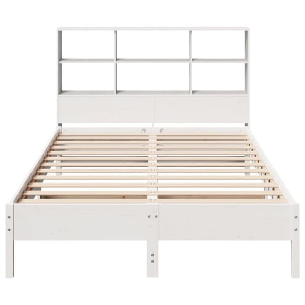 vidaXL Seng med bokhylle uten madrass hvit 120x200 cm heltre furu
