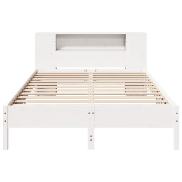 vidaXL Seng med bokhylle uten madrass hvit 140x200 cm heltre furu
