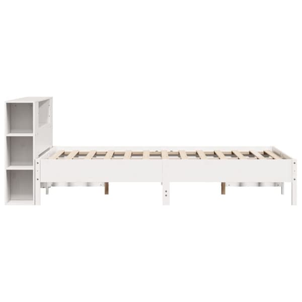 vidaXL Seng med bokhylle uten madrass hvit 140x200 cm heltre furu