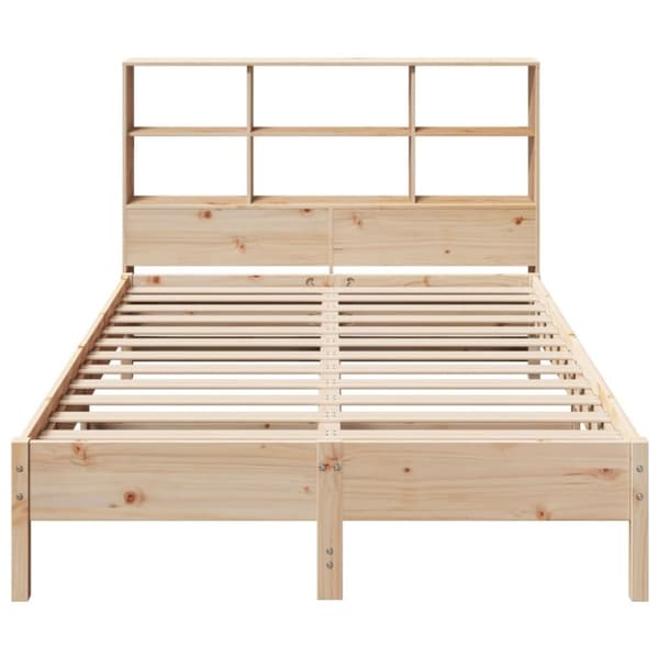 vidaXL Seng med bokhylle uten madrass 160x200 cm heltre furu
