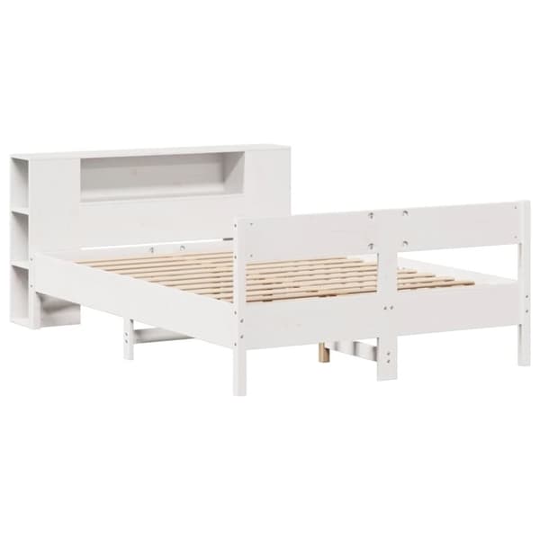 vidaXL seng med reol uden madras 120x200 cm massivt fyrretræ hvid