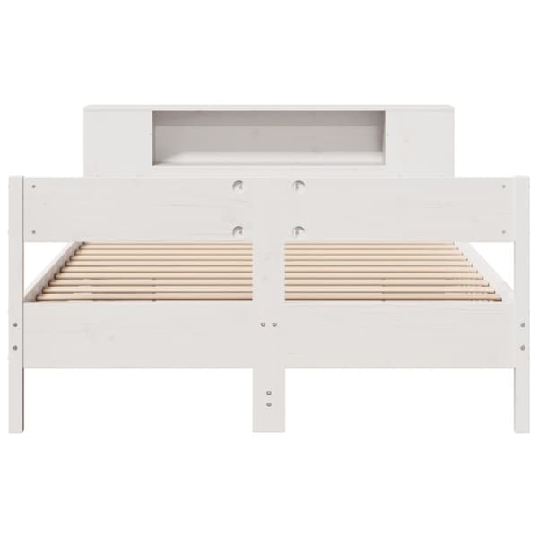 vidaXL seng med reol uden madras 120x200 cm massivt fyrretræ hvid