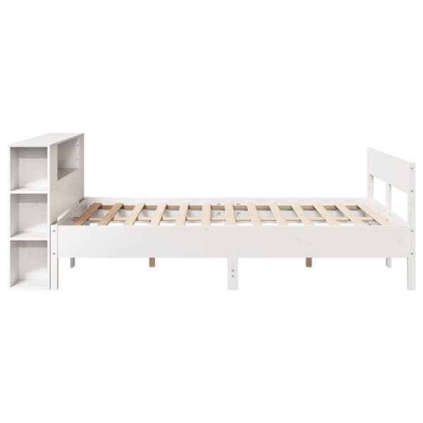 vidaXL seng med reol uden madras 120x200 cm massivt fyrretræ hvid