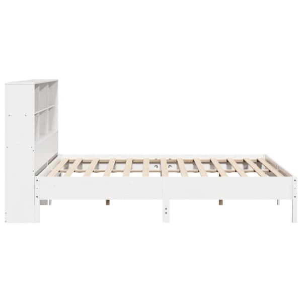 vidaXL Sänky kirjahyllyllä ei patjaa valkoinen 200x200 cm täysi mänty