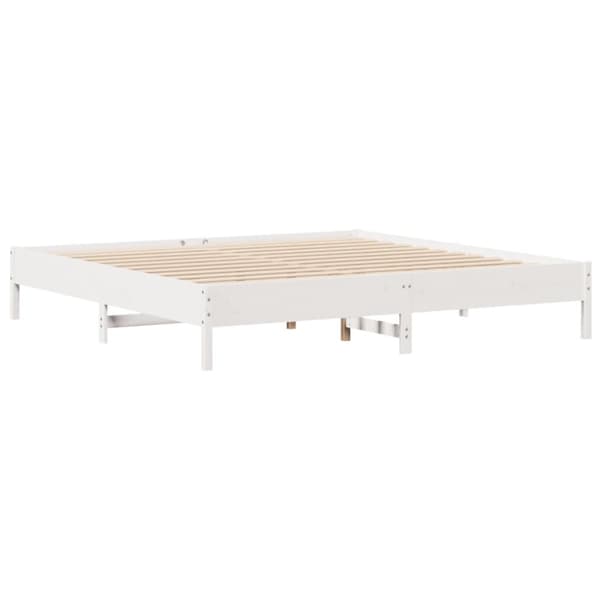 vidaXL Sänky kirjahyllyllä ei patjaa valkoinen 200x200 cm täysi mänty