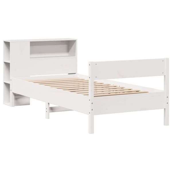 vidaXL seng med reol uden madras 90x200 cm massivt fyrretræ hvid