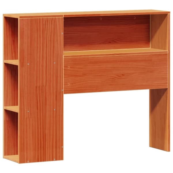 vidaXL Seng med bokhylle uten madrass voksbrun 90x190 cm heltre furu