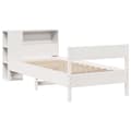 Miniatyrbilde 4 av 11: vidaXL Seng med bokhylle uten madrass hvit 90x200 cm heltre furu