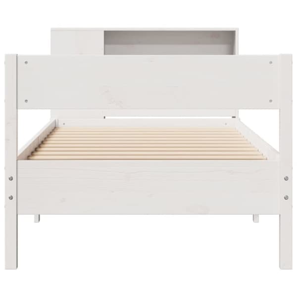vidaXL Seng med bokhylle uten madrass hvit 90x200 cm heltre furu