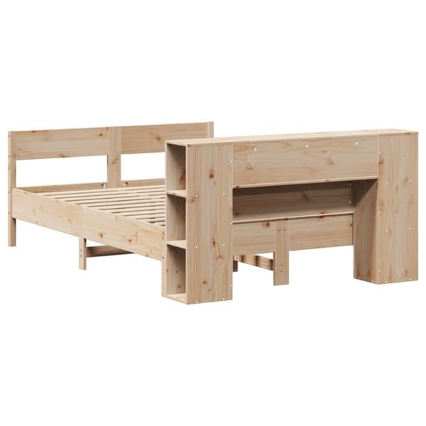 vidaXL Seng med bokhylle uten madrass 120x190 cm heltre furu