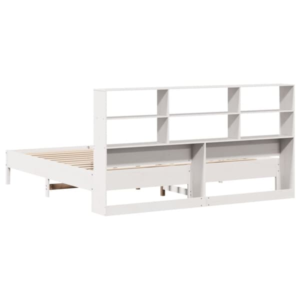 vidaXL Seng med bokhylle uten madrass hvit 180x200 cm heltre furu