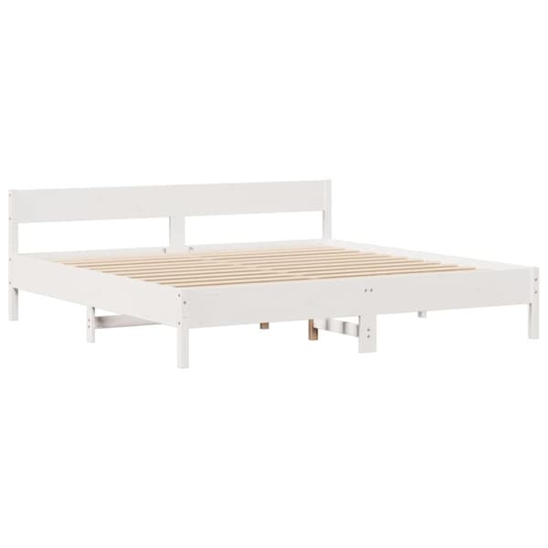 vidaXL Seng med bokhylle uten madrass hvit 200x200 cm heltre furu
