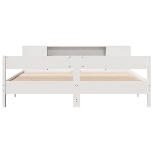 vidaXL seng med reol uden madras 200x200 cm massivt fyrretræ hvid