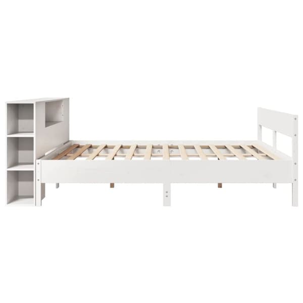 vidaXL seng med reol uden madras 200x200 cm massivt fyrretræ hvid