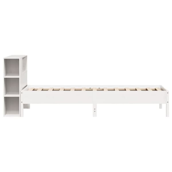vidaXL Seng med bokhylle uten madrass hvit 90x200 cm heltre furu