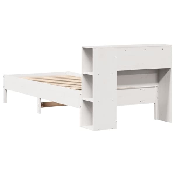 vidaXL Seng med bokhylle uten madrass hvit 90x200 cm heltre furu