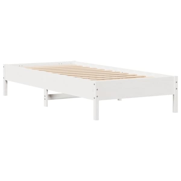 vidaXL Seng med bokhylle uten madrass hvit 90x200 cm heltre furu