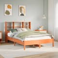 Miniatyrbilde 2 av 11: vidaXL Seng med bokhylle uten madrass voksbrun 135x190 cm heltre furu