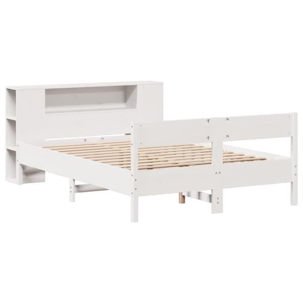 vidaXL seng med reol uden madras 120x190 cm massivt fyrretræ hvid