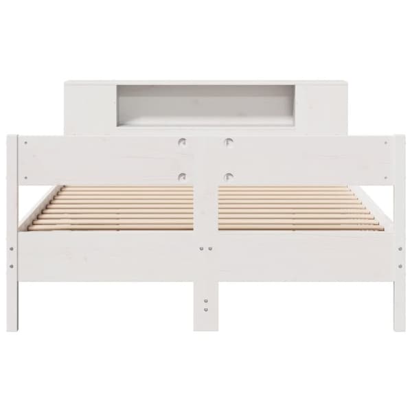 vidaXL seng med reol uden madras 120x190 cm massivt fyrretræ hvid