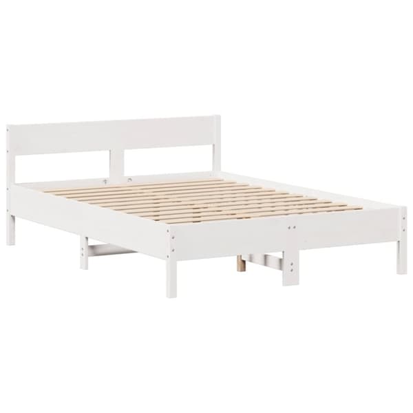 vidaXL seng med reol uden madras 120x190 cm massivt fyrretræ hvid