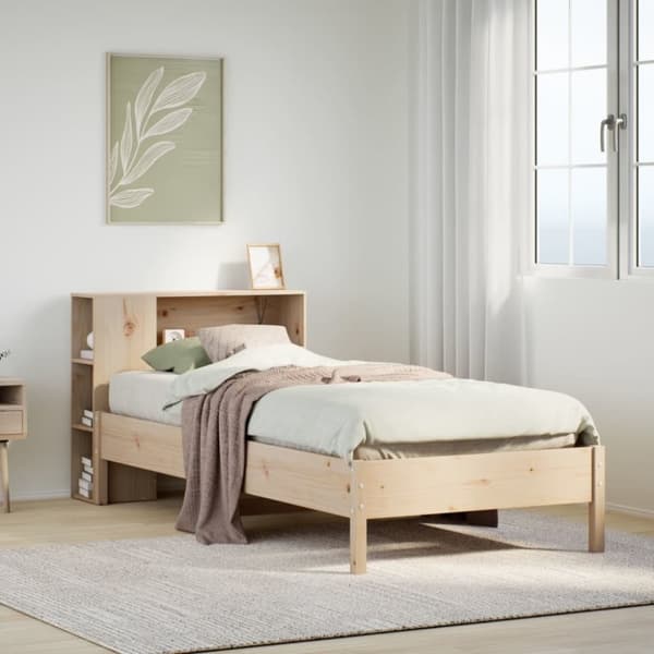 vidaXL seng med reol uden madras 100x200 cm massivt fyrretræ