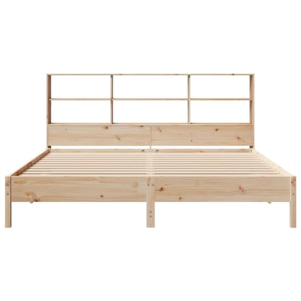 vidaXL Sänky kirjahyllyllä ilman patjaa 200x200 cm täysi mänty