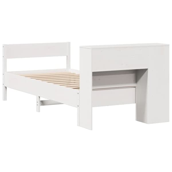 vidaXL seng med reol uden madras 100x200 cm massivt fyrretræ hvid